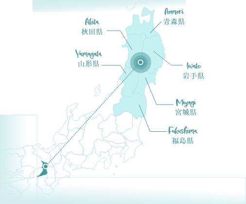 Mapa de Tohoku