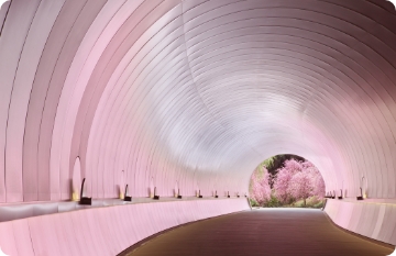 MIHO MUSEUM‗桜色に染まるトンネル