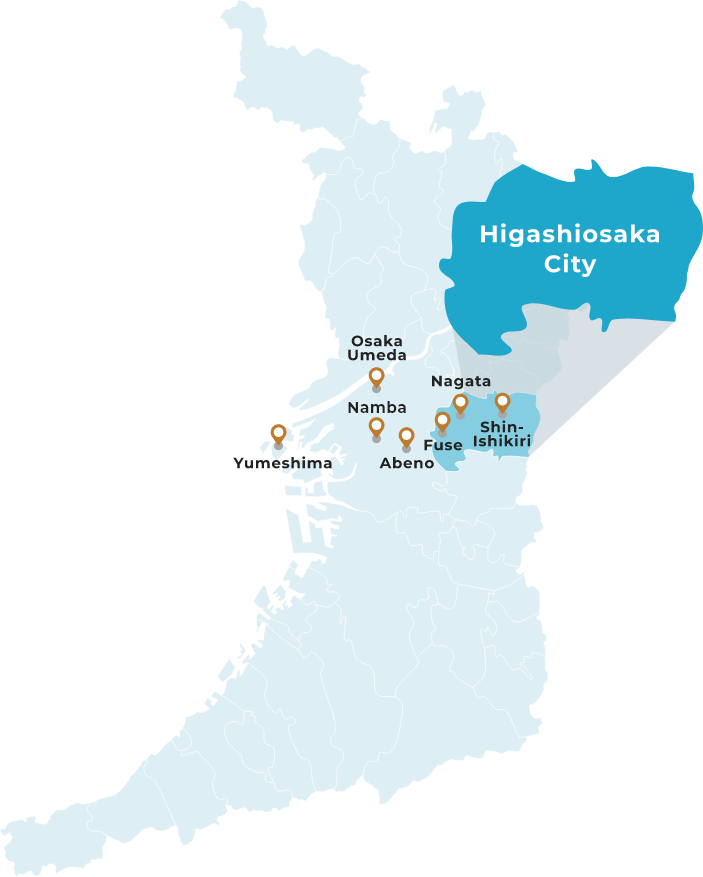 Higashiosaka City Area Map